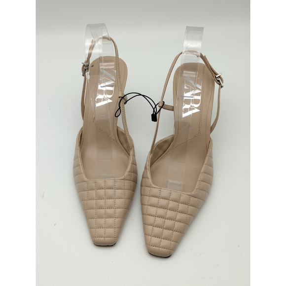 NWOT ZARA Quilted Slingback Leather Heel-7.5 - Picture 8 of 12